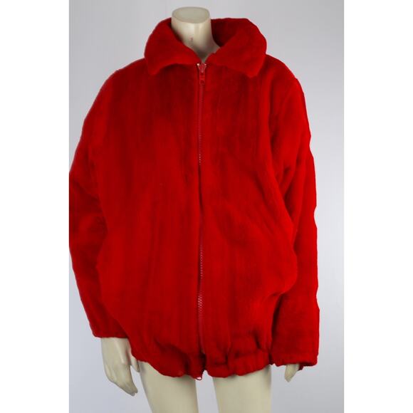 Vintage Luxury Red Sheared Mink Fur Zip Front Jacket Women’s Size L Winter Warm - Picture 2 of 16